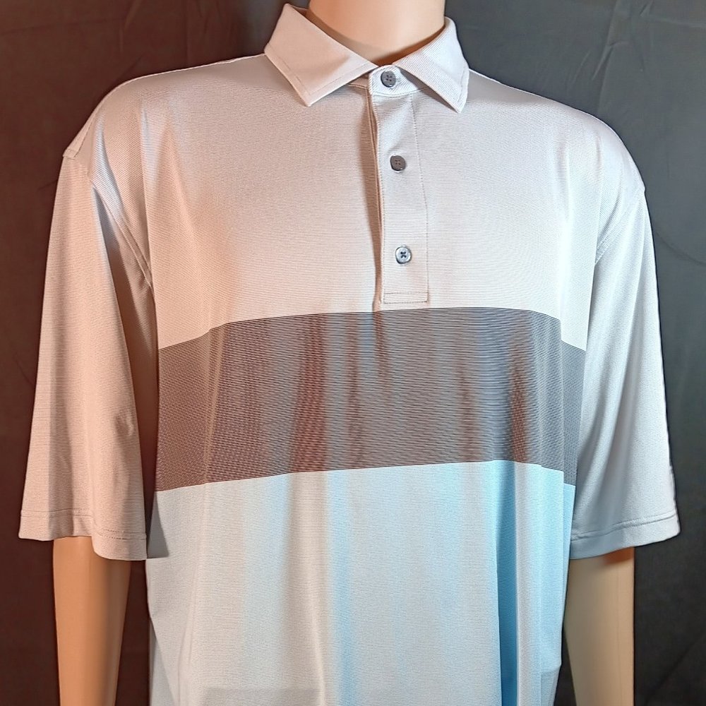 FOOTJOY CANYON GATE COUNTRY CLUB GOLF POLO - XXL - GREY /LIGHT BLUE